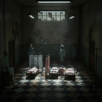 1:64 Scale Hospital Diorama Detailed Miniature Ward with Wheelchair for Tabletop Layout, Photo Setups