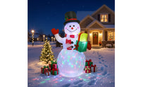 Multicolor Inflatable Snowman with Gift Boxes Outdoor Christmas Inflatable Snowman Illuminated Lawn Decoration Light-up for Yard, Patio