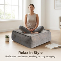 Footstool Pouf Chair Pouffe, Velvet Beanbag Ottoman Round Circle, Living Room Po #variant:Square M (38x38x14cm)
