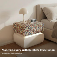 Tessellated Pattern End Table Luxurious Appearance Multi-Compartment Accent Cabinet Large Capacity Storage Nightstand for Bedside, Guest Room