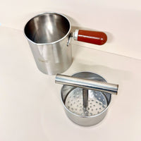 Manual Stainless Steel Juicer Cylindrical Wood Handle Juicer Food-Grade Material
