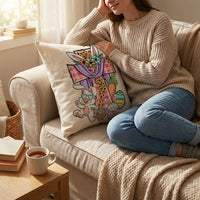 Easter Pillow Cover Single-Sided Print Cartoon Bunny Pillow Cover Easter Decoration for Home, Living Room, Bedroom