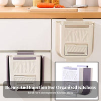 Cabinet Door Trash Bin Space-Saving Cabinet Door Waste Bin Foldable Kitchen Waste Basket Easy to Install for Bathroom, Office