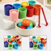 Montessori Eight-Color Ball Sorting Cup Toy for Kids