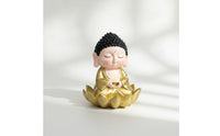 Buddha Statue with Lotus Base Gold Buddha Statue Miniature for Garden