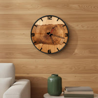 Wood Wall Timepiece Raised Numerals Round Wall Timepiece Black Frame