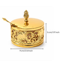 Ornate Sugar Bowl with Spoon Decorative Filigree Sugar Pot Long-Lasting Seasoning Jar Food-Safe for Hosts