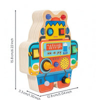 Layered Wood Robot Busy Board Printed Panel Handheld Busy Board Toy Tactile Colorful for Children