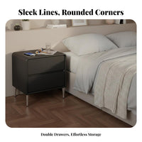 Modern Minimalist Nightstand Compact Size 2-Drawer Bedside Table Handleless Design Bedside Cabinet with Drawers for Adults, Couples, Dorm Room, Office