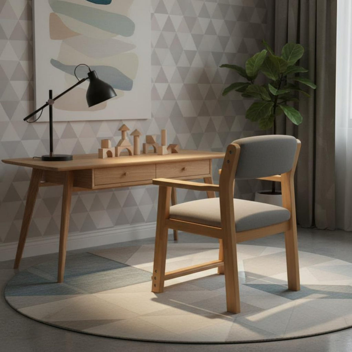 Adjustable Wooden Writing Chair sturdy Wood children's Furniture With Armrests