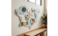 Dolphin Wall Board Interactive Wooden Activity Panel Light Blue and White Wooden Activity Panel
