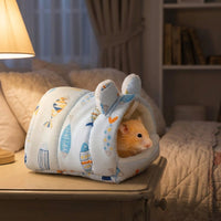 Hamster Bed and House with Removable Cushion, Square Shape Hamster Sleeping Bag, Winter Warm Sugar Glider Bed for Small Animal Pets