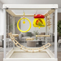 Parrot Toys 7 Pack with Cage Decor, PLA Material Bird Cage Hideaway and Swing Ladder, Indoor Enrichment for Small Parakeets Boredom Climbing