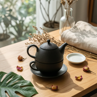 Cast Iron Tea Set Long-Lasting Tea Set with Saucer Traditional for Office, Hosts