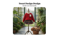 Girls Knitted Sweater Set, Princess Skirt, 2-Piece, Autumn Winter, New Year, Soft Fabric