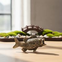 Bass Figurine Brass Fishes Figurine Miniature Fishes Sculpture for Desk