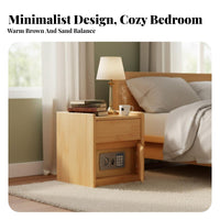 Nightstand with Safe Combination Lock Bedside Table Smart Security for Apartment