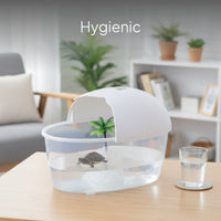 Egg-Shaped Double-Layer Turtle Tank with Basking Platform