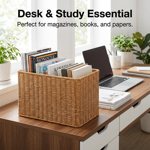 Baskets for Organizing, Decorative Basket Organizer Bins Set, Multipurpose Woven #variant:Light Coffee