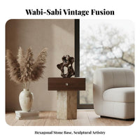 Sofa Side Table Wabi-Sabi Aesthetic Mushroom-Shaped Storage Table Vintage Look Multi-Functional for Bedroom, Study