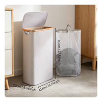 Slim Laundry Hamper with Lid Waterproof Oxford Cloth for Bedroom, Bathroom