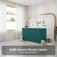 Light Luxury Design Cream Design Cashier Desk Long-Lasting Construction Modern Reception Desk Enamel Finish Commercial Checkout Counter Shipped Fully Assembled for Salon Owners, Receptionists, Clothing Boutique, Spa, Lobby