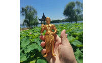 Gold Buddha Statue Blessing Pose Standing Figurine Textured Hair