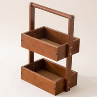 Wood Rack with Handle Space-Saving Two-Tier Shelf Decorative 2-Tier Shelf for Washroom Counter