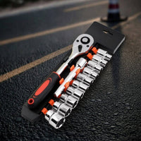 Organized Socket Wrench Set with Hard Hard-Shell Case Polished Socket Wrench Set Tool Kit 72-Tooth for DIYers, Home Garage