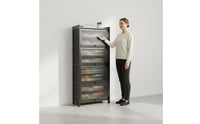 Slim Design Narrow Shoe Rack with Doors Reinforced Structure Locking Shoe Cabinet for Hallway, Corridor