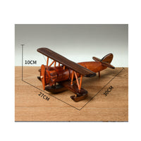 Wooden Biplane Model Nostalgic Wooden Airplane Ornament Unique for Office Desk