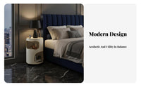 Round Nightstand with Storage alcove Space-Saving Round Tiered Cabinet for Bedroom