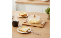 Rectangular Bamboo Butter Dish Countertop Butter Dish with Cover for Breakfast, Fridge Storage