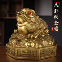Brass Bagua Gold Toad Figurine, Chinese Style, Metal Craft
