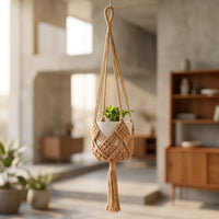 Hanging Basket for Garden Decor and Wall Decor, Pack of 4 Macrame Hanging Plant Hangers for Living Room, Boho Style Tassel Decor, Rope Woven