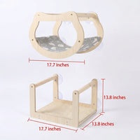 Wall Mounted Cat Bed and Window Perch, Solid Wood Hammock Bed with Steps, Versatile Cat Hammock for Indoor Cats Playing and Climbing