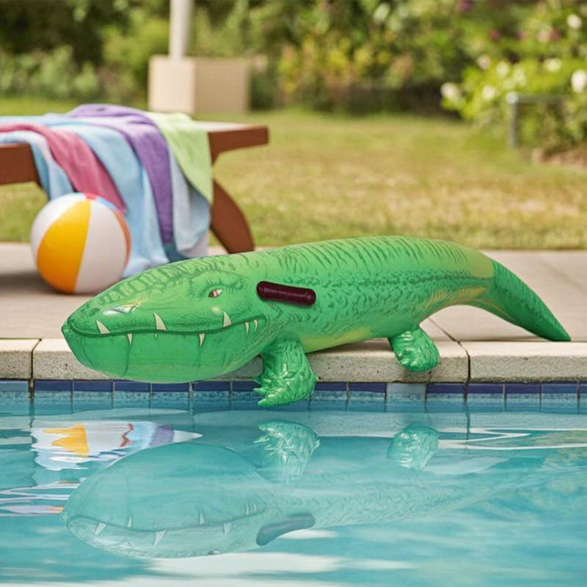 Inflatable Crocodile Pool Buoyant Toy Portable Gator Pool Buoyant Toy for Beach