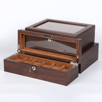 Baked Paint Watch Box, Black Walnut, 6/10/12 Slots, for Watch Storage