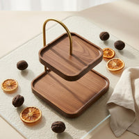 2-Tier Wooden Stand Versatile 2-Tier Serving Tray Centerpiece Two-Layer Fruit Plate for Parties, Kitchen Counter, Dresser