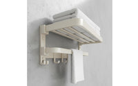 Folding Washroom Shelf with Towel Bar Advanced Aluminum Alloy Foldable Towel Rack with Hooks Rustproof for Restroom