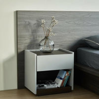 Single-Drawer Bedside Table Modern Design Nightstand Space-Saving for Homeowners