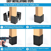 Adjustable Post Protector Metal Protection Kit for Wooden Table Corners, Fences, Mailboxes, Cabinet Feet, etc.