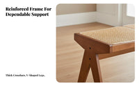 V-Leg Rattan Bench natural imperfection aesthetic artistic Long Stool Multi-Room Use for Entryway