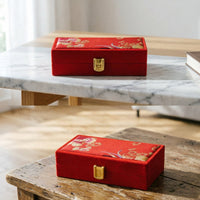 Red Velvet Gold Bar Box Secure Latch Closure Chinese Wedding Gift Box