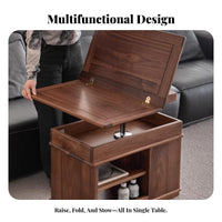 Mobile with casters Adjustable elevatingTop End Table Space-Saving Design elevatingTop Rolling Cart Multi-Functional Nightstand Folding surface for Small Apartment Dwellers, Remote Workers, Homeowners, Living Room, Next to Sofa, Home Office, Bedroom