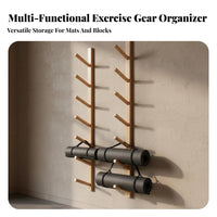 Solid Wood Wall Mounted Exercise Mat Rack Space-Saving Wall Mount Exercise Mat Rack Long-Lasting Construction Fitness Equipment Organizer High Load-Bearing