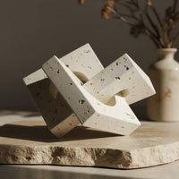 Geometric Sculpture with Sandstone Finish Modern Decor Creative for Bookshelf