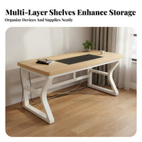 Study Desk Spacious Desktop Double Workstation Desk Sturdy Construction Home Office Workstation for Couples, Professionals, Bedroom, Game Room