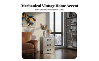 Bedside Drawer Cabinet Mechanical and Appearance Riveted Aeronautic End Table Vintage Look Multifunctional for Homeowners