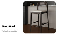 Wooden Bar Stool with supportrest Modern Minimalist Upholstered High Seat with support Support Comfortable Seating Easy to Clean